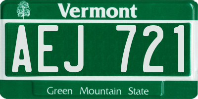 VT license plate AEJ721