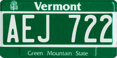 VT license plate AEJ722