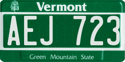 VT license plate AEJ723