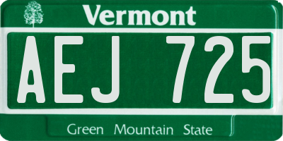 VT license plate AEJ725