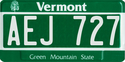 VT license plate AEJ727