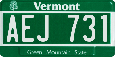 VT license plate AEJ731