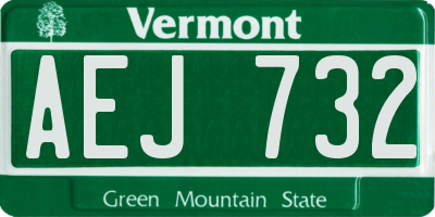 VT license plate AEJ732