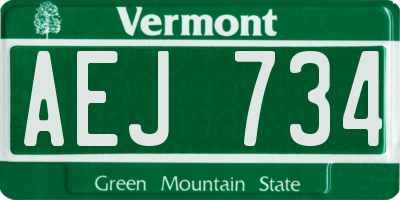 VT license plate AEJ734