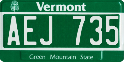 VT license plate AEJ735