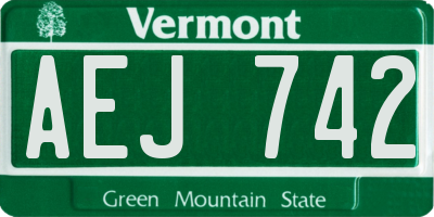 VT license plate AEJ742