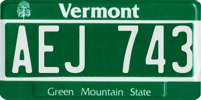 VT license plate AEJ743