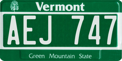 VT license plate AEJ747