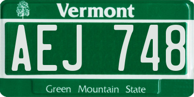 VT license plate AEJ748