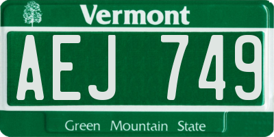 VT license plate AEJ749
