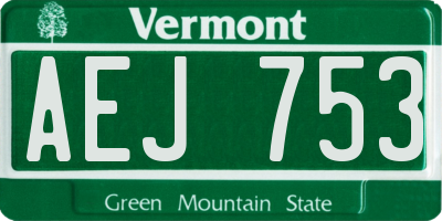 VT license plate AEJ753