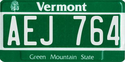 VT license plate AEJ764