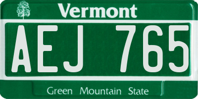 VT license plate AEJ765