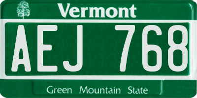 VT license plate AEJ768