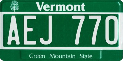 VT license plate AEJ770