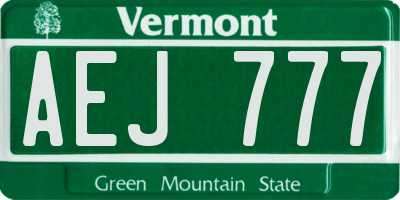 VT license plate AEJ777