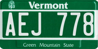 VT license plate AEJ778