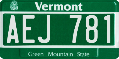 VT license plate AEJ781