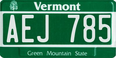 VT license plate AEJ785