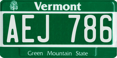 VT license plate AEJ786