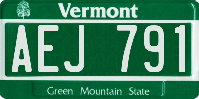 VT license plate AEJ791