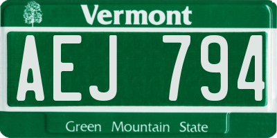 VT license plate AEJ794