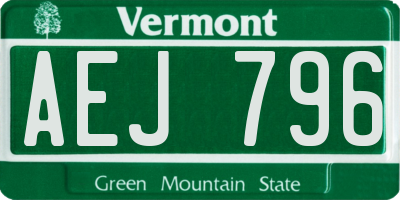 VT license plate AEJ796
