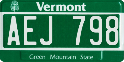 VT license plate AEJ798