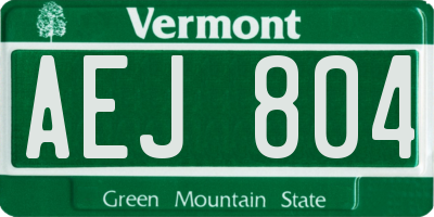 VT license plate AEJ804
