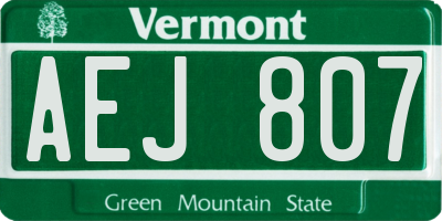 VT license plate AEJ807