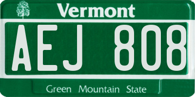 VT license plate AEJ808