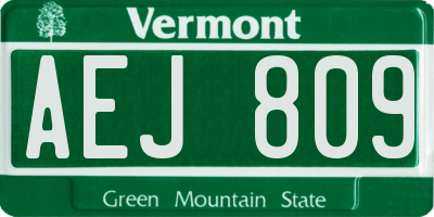 VT license plate AEJ809