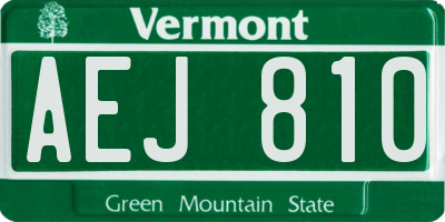 VT license plate AEJ810