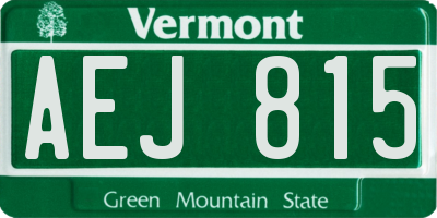 VT license plate AEJ815