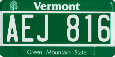 VT license plate AEJ816