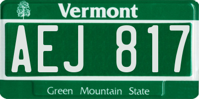 VT license plate AEJ817