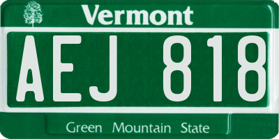 VT license plate AEJ818