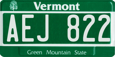 VT license plate AEJ822