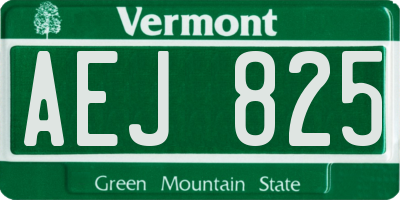 VT license plate AEJ825