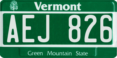 VT license plate AEJ826