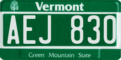 VT license plate AEJ830