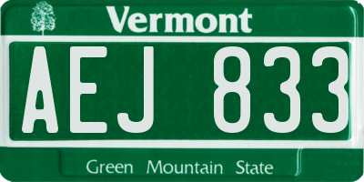 VT license plate AEJ833