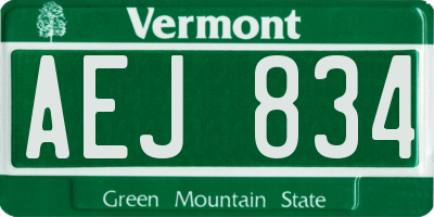 VT license plate AEJ834