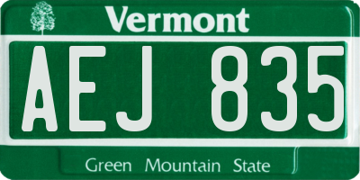 VT license plate AEJ835