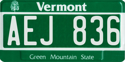 VT license plate AEJ836