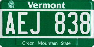 VT license plate AEJ838