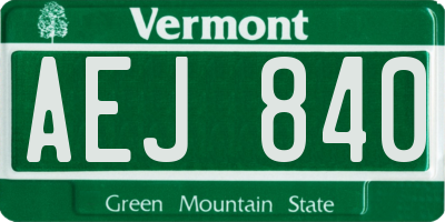 VT license plate AEJ840