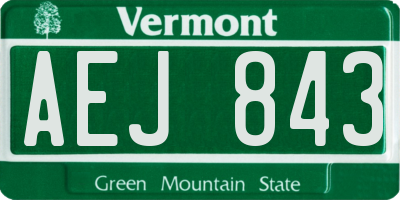 VT license plate AEJ843