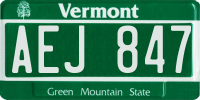 VT license plate AEJ847
