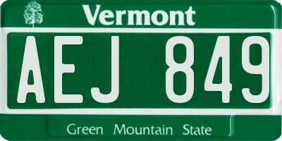 VT license plate AEJ849